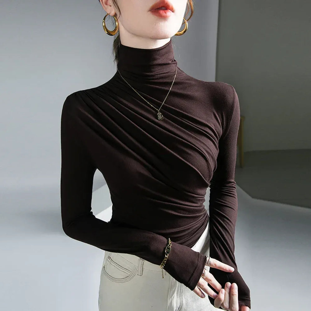 Gothic Pleated Turtleneck Top - Best Sellers - Tops - 1