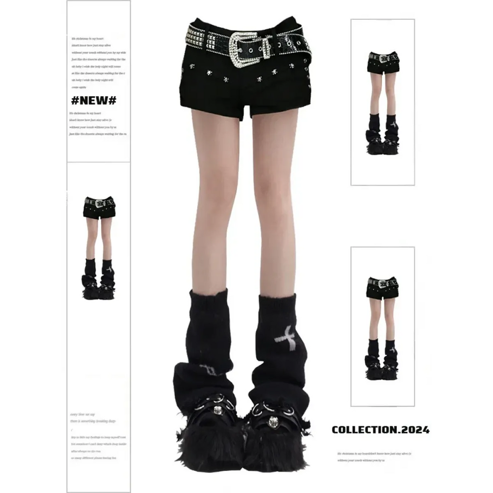 Gothic Y2K Denim Shorts – High Waist Harajuku Emo Style - Best Sellers - Shorts - 1