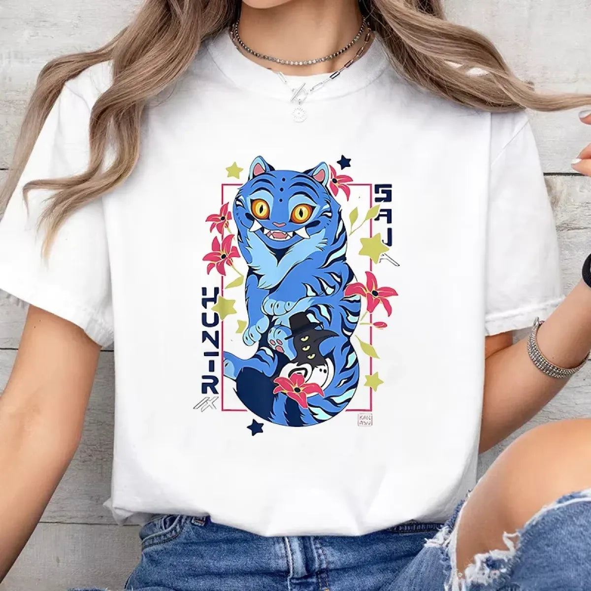 Kawaii Demon Hunter Tiger Graphic Tee - Best Sellers - T-Shirt - 1