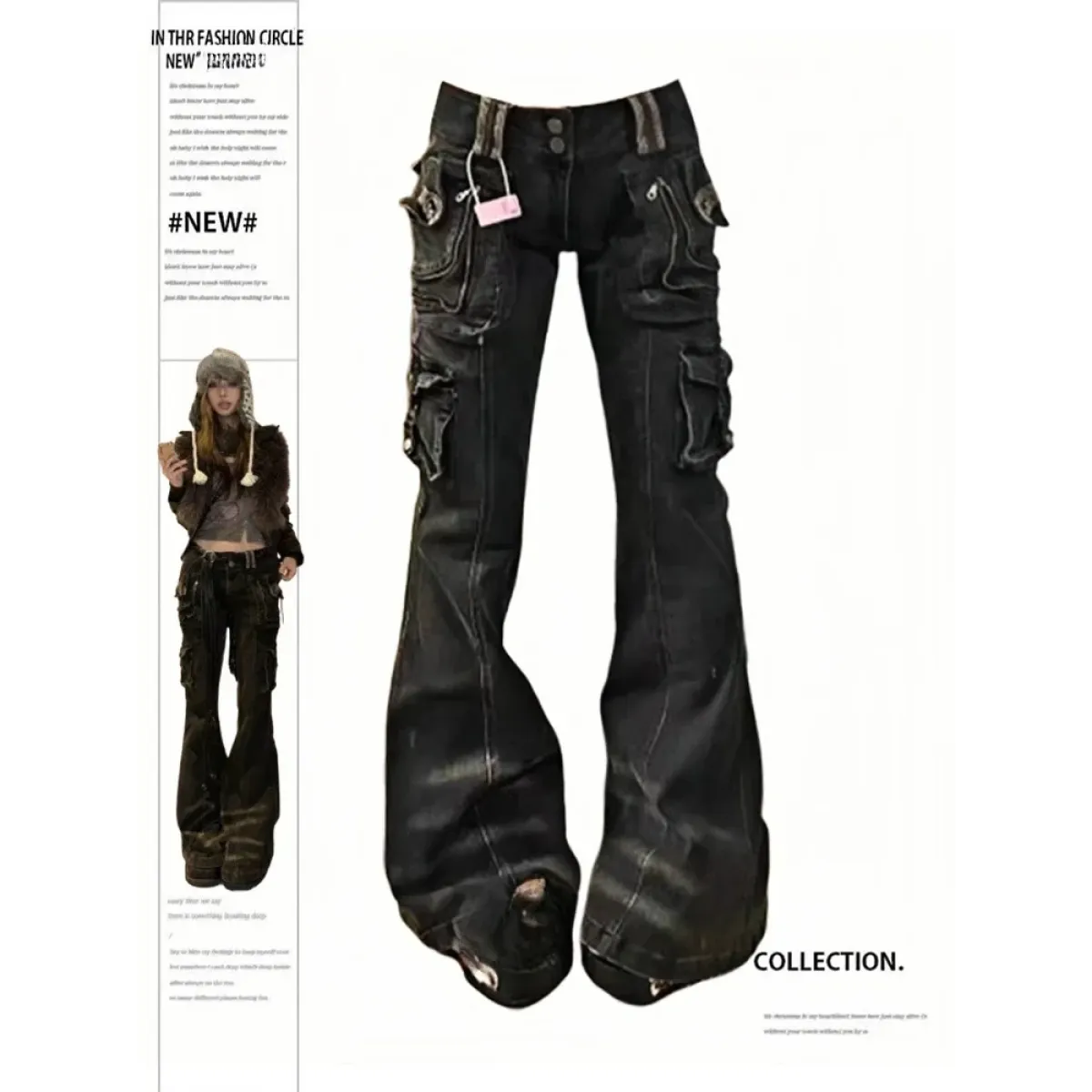 Grunge Harajuku Y2K Cargo Jeans – Cyberpunk Gyaru Pants - Best Sellers - Women’s Jeans - 1