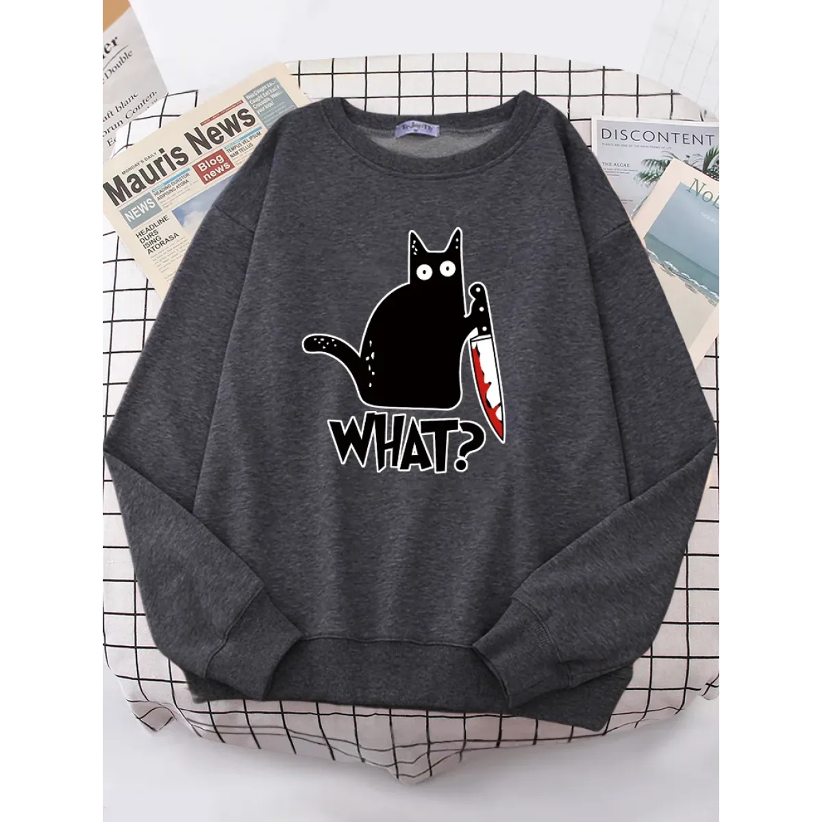 Kitty Say ’What?’ Sweatshirt - Harajuku Casual Hoody - Accessories - 1