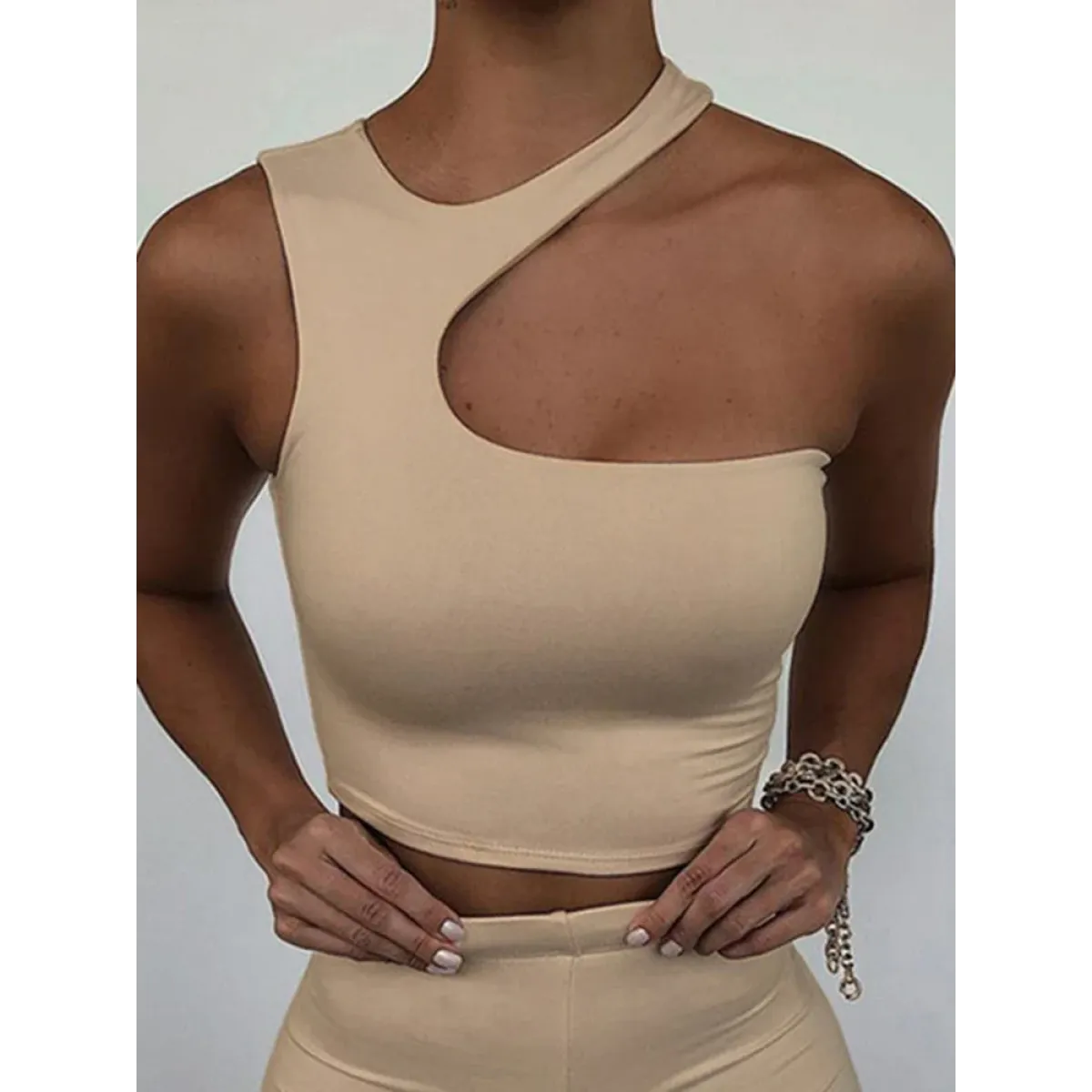 Harajuku Cutout One Shoulder Crop Top - Best Sellers - Crop Tops - 1