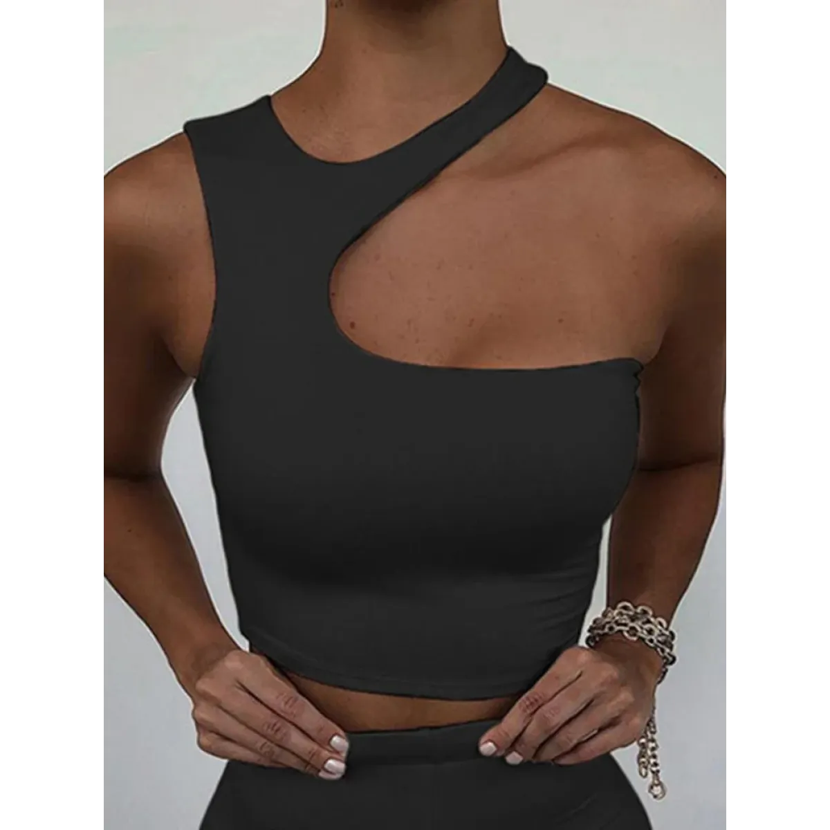 Harajuku Cutout One Shoulder Crop Top - Best Sellers - Crop Tops - 6