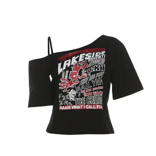 Harajuku Gothic Off-Shoulder T-Shirt - Best Sellers - Women T-shirts - 15