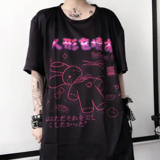 Harajuku Hopper Tee – Cyberpunk Bunny Graphic Crop Top - Best Sellers - 7
