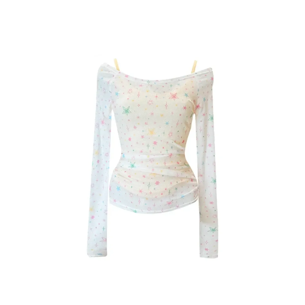 White Star Tee - Harajuku Korean Y2K Fit - Early Spring Collection - Short - Other - Blouse - 1