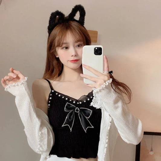 Harajuku Lace Bow Crop Top - Best Sellers - Crop Tops - 26