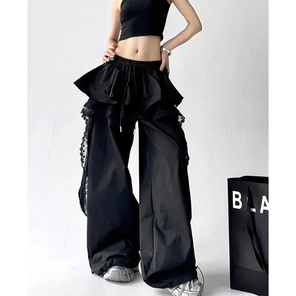 Harajuku Lace Ruffle Cargo Pants - Best Sellers - Women’s Pants - 1