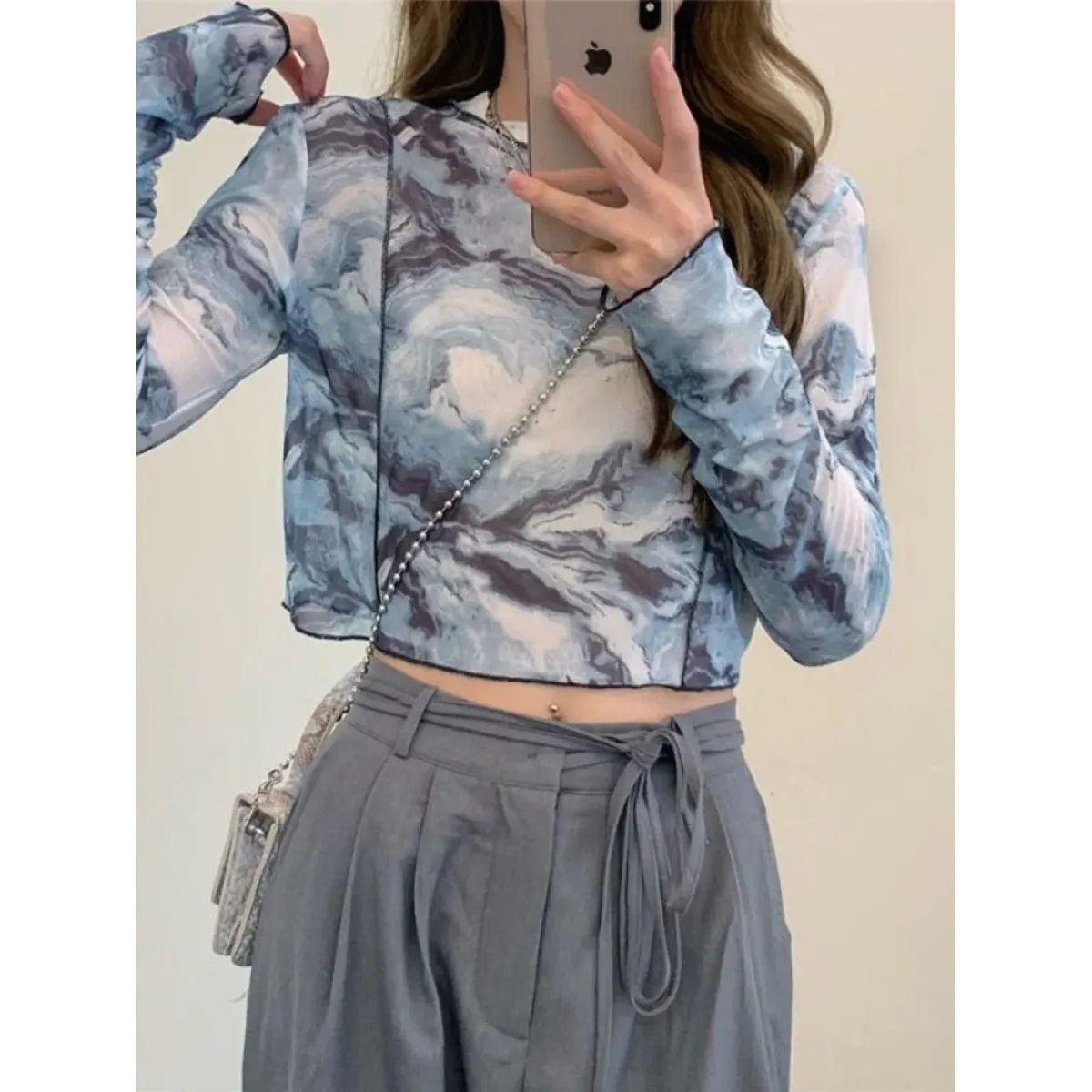 Tie-Dye Harajuku Mesh Crop Top - Best Sellers - Tops - 1