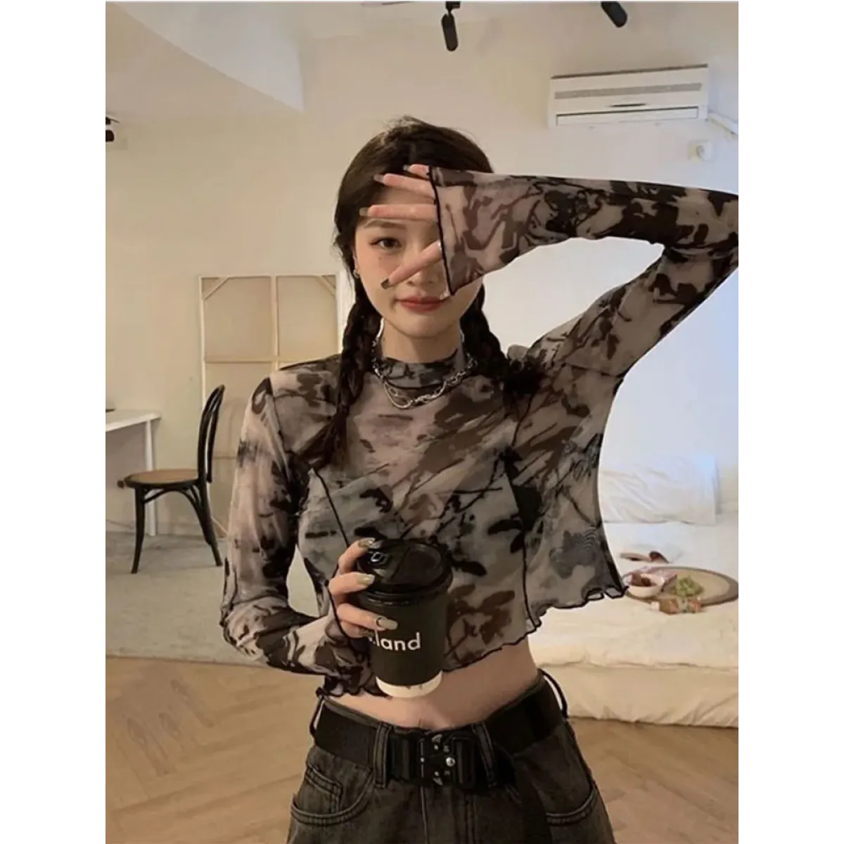 Tie-Dye Harajuku Mesh Crop Top - Best Sellers - Tops - 8