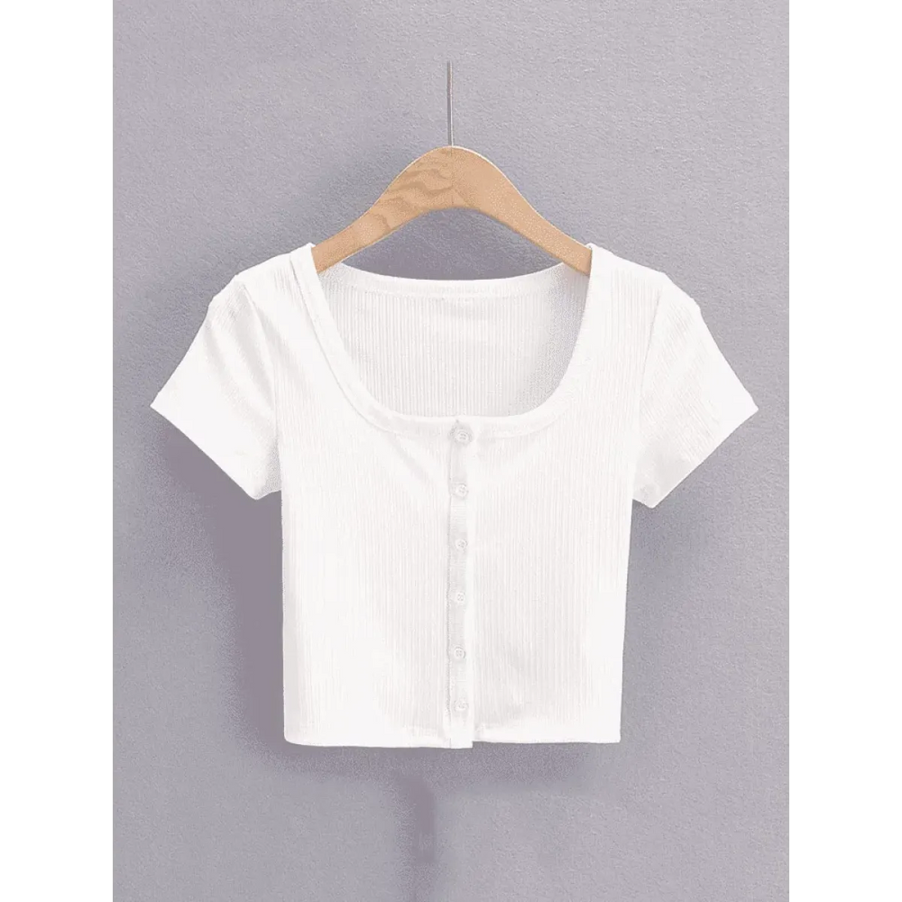Harajuku Ribbed Crop Top - Best Sellers - Tops - 1