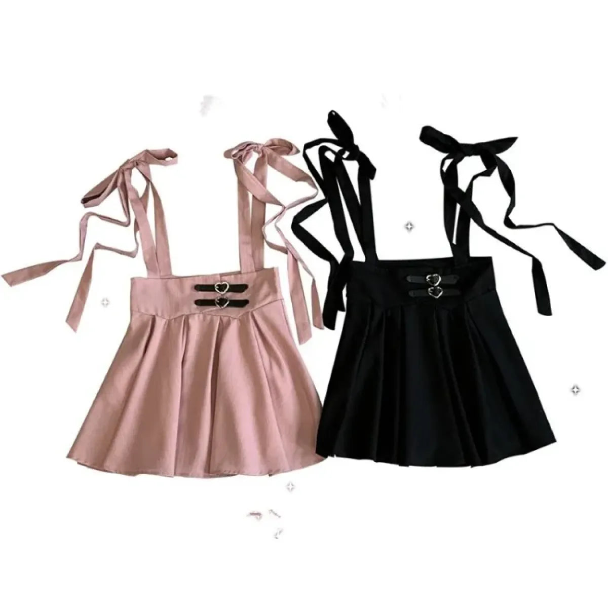 Kawaii Lolita Heart Buckle Pleated Suspender Skirt - Best Sellers - Pleated Skirt - 1