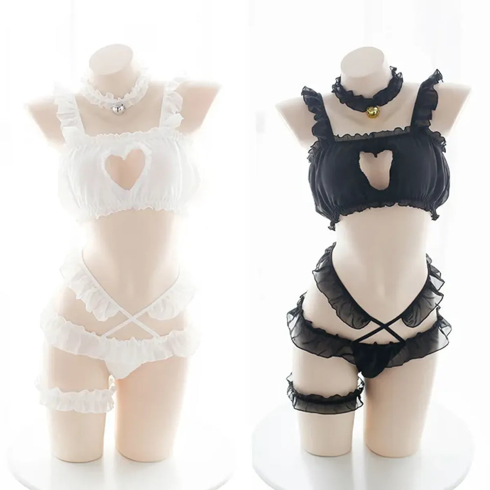 Sexy Lolita Heart Hollow-Out Lingerie Set - Best Sellers - 1