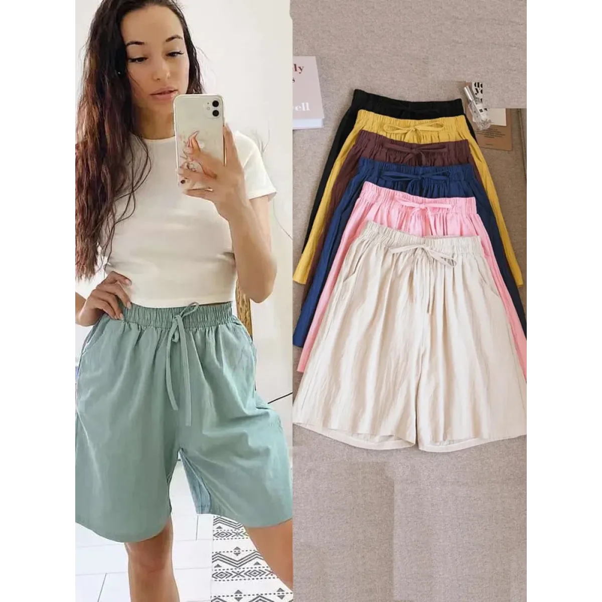 High Waist Cotton Linen Summer Shorts - Best Sellers - Shorts - 1
