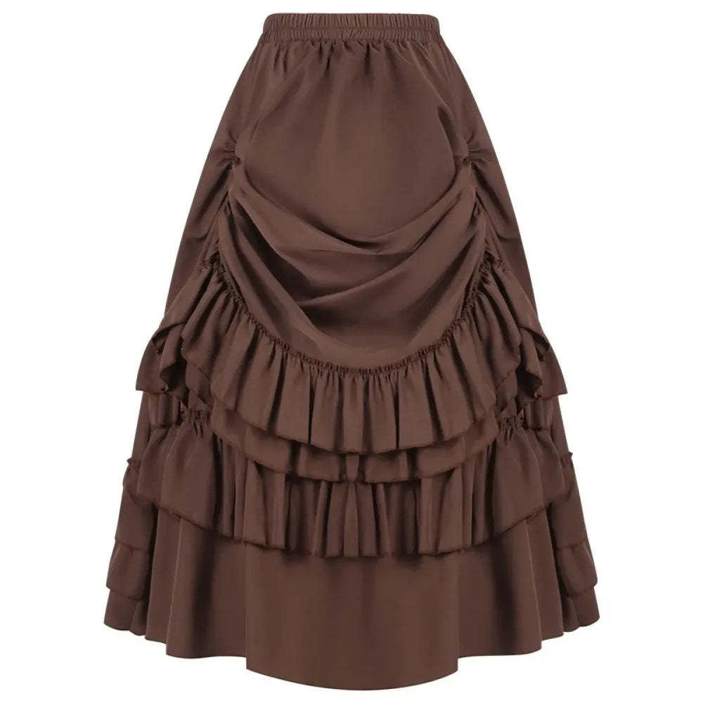 High Waist Victorian Ruffled Skirt – Gothic Steampunk - Best Sellers - Skirts - 1