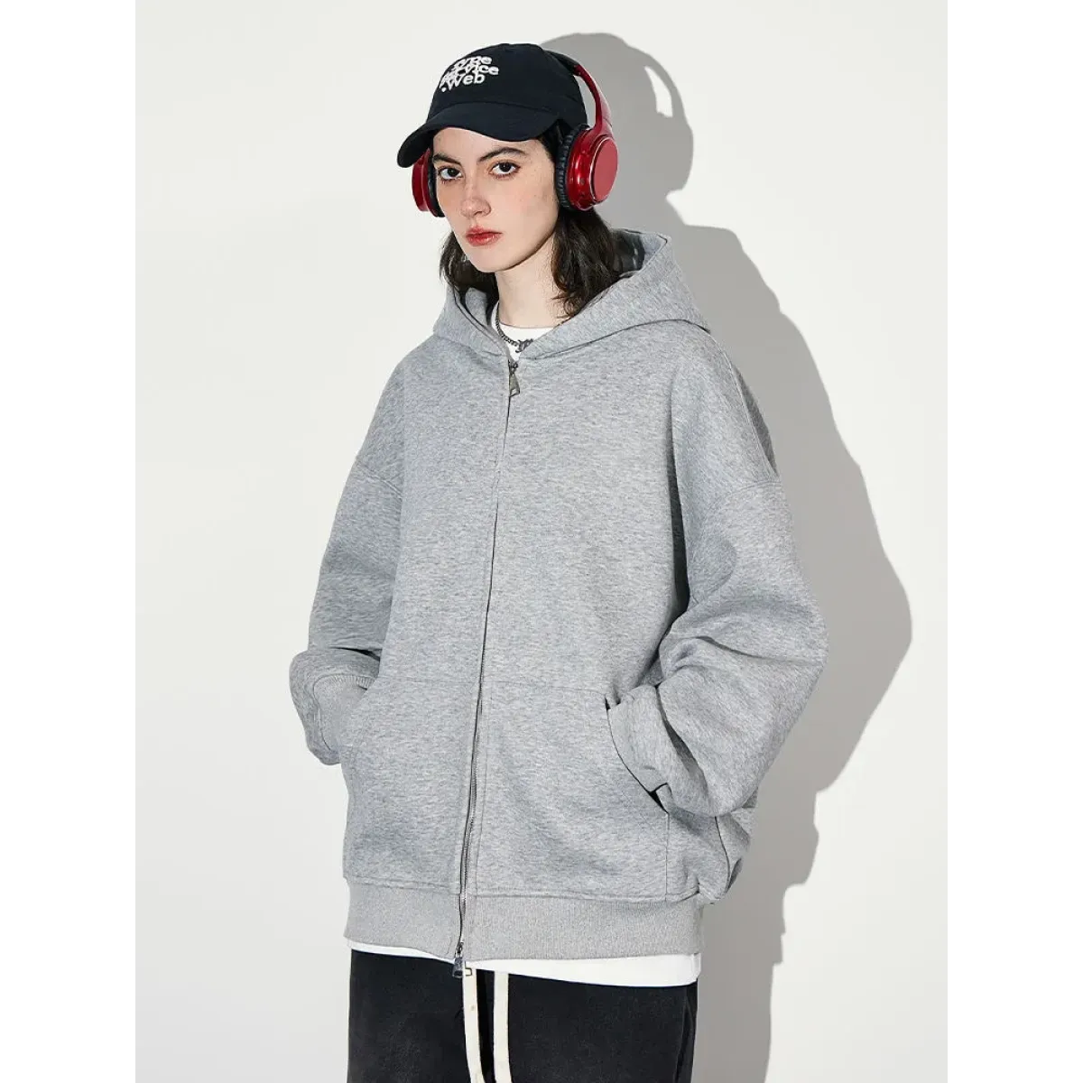 Gray Double-Zip Hooded Jacket with Pockets - Best Sellers - Jacket - 1
