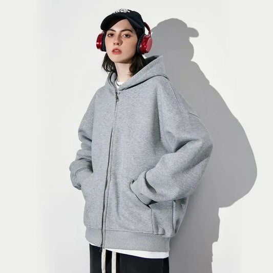 Gray Double-Zip Hooded Jacket with Pockets - Best Sellers - Jacket - 6