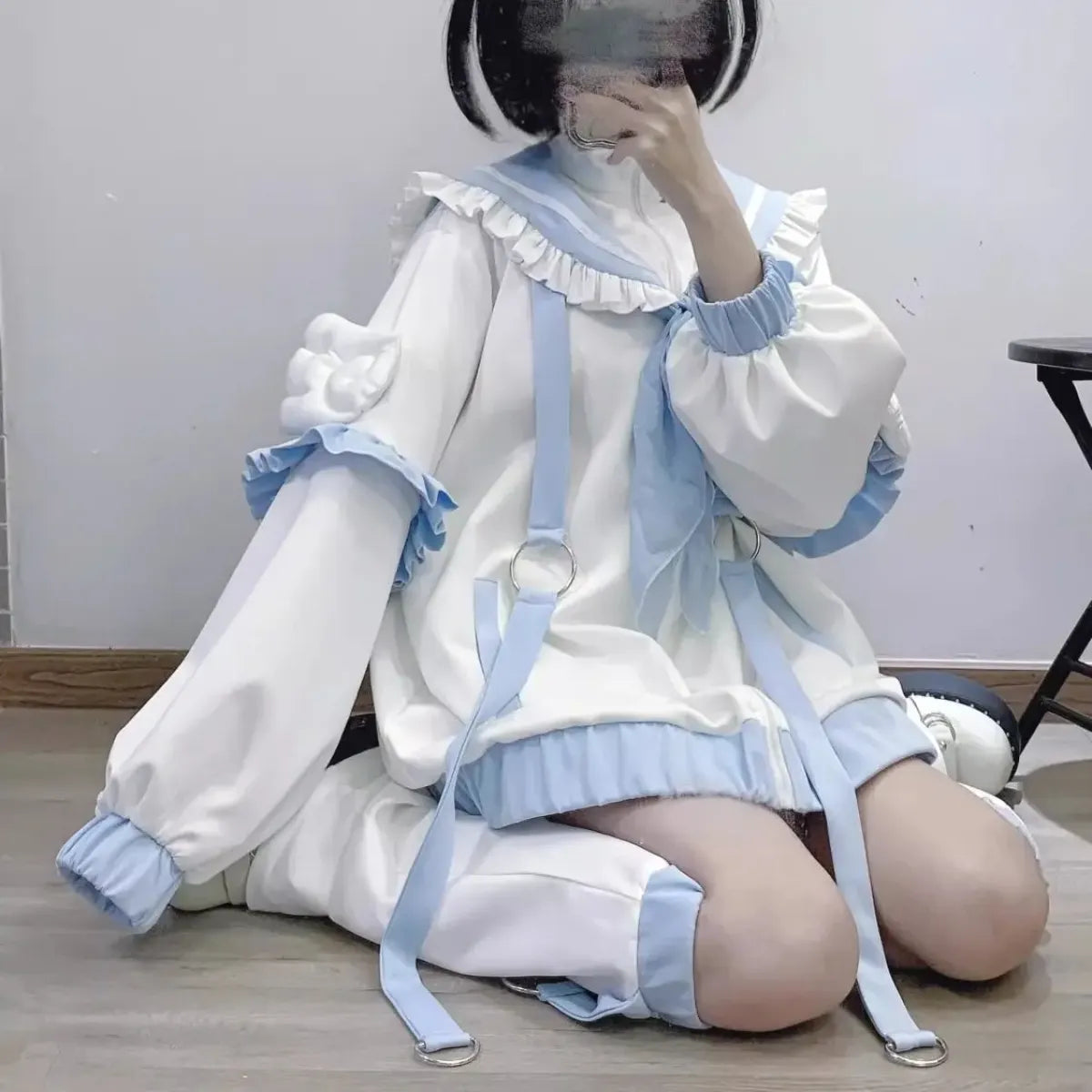 Kawaii Sailor Ruffle Hoodie Set - Best Sellers - Women’s Hoodies - 10