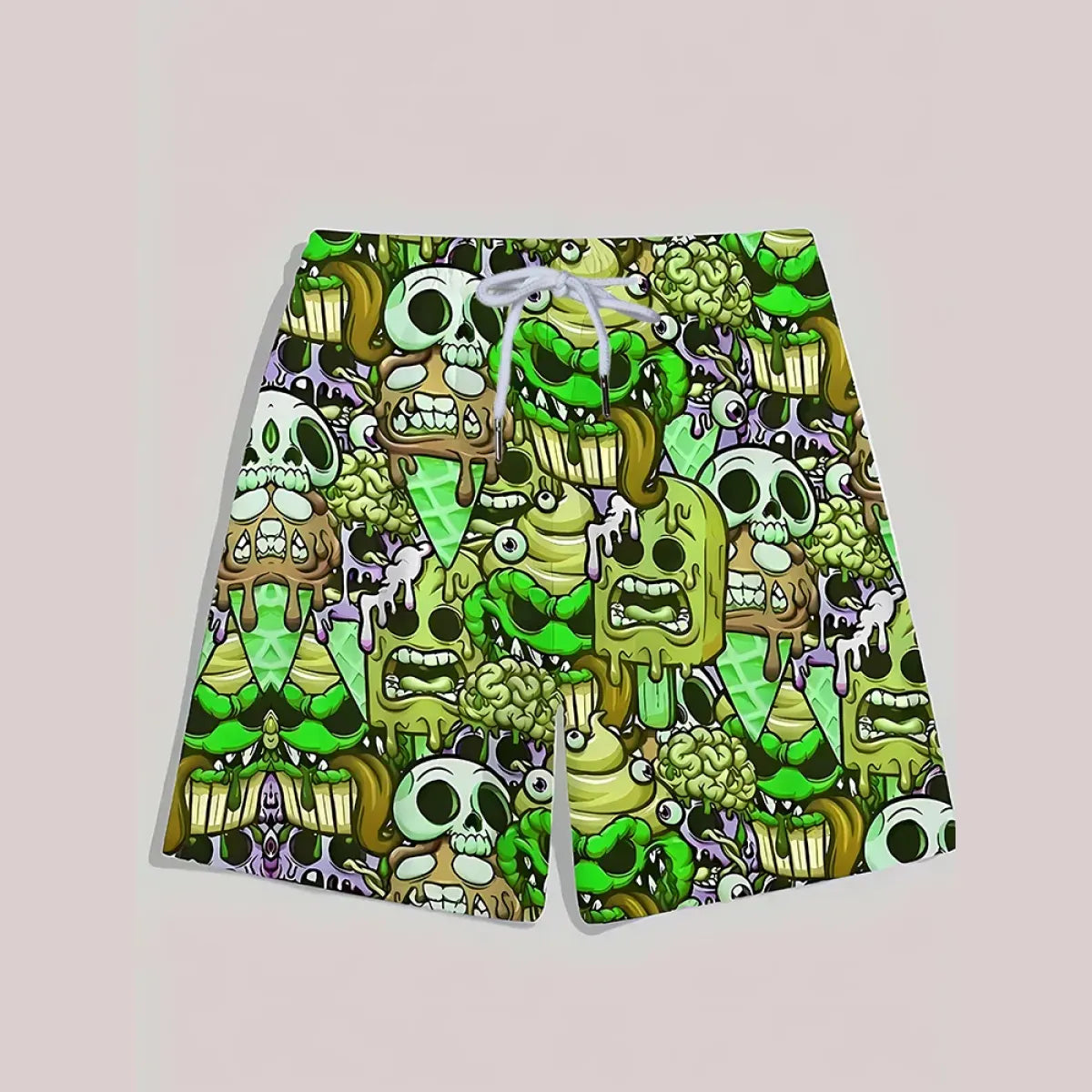 Ice Cream Skull Print Quick-Dry Swim Shorts - Best Sellers - Swimsuit / Bikini / One-Piece Swimwear - 1