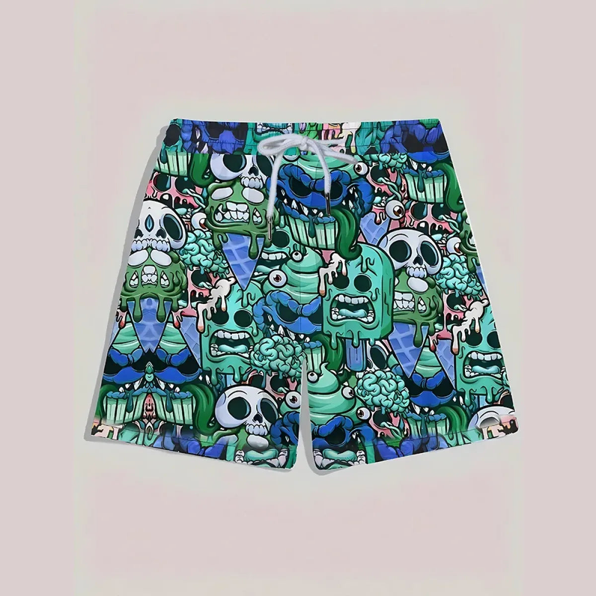 Ice Cream Skull Print Quick-Dry Swim Shorts - Best Sellers - Swimsuit / Bikini / One-Piece Swimwear - 4