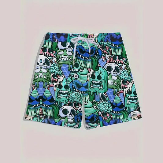 Ice Cream Skull Print Quick-Dry Swim Shorts - Best Sellers - Swimsuit / Bikini / One-Piece Swimwear - 4