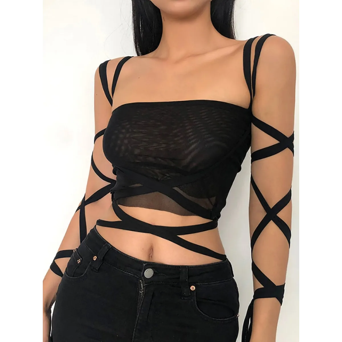 Dark Ice Punk Lace Camis - Best Sellers - Sleeveless - Asymmetric - Camis - 15