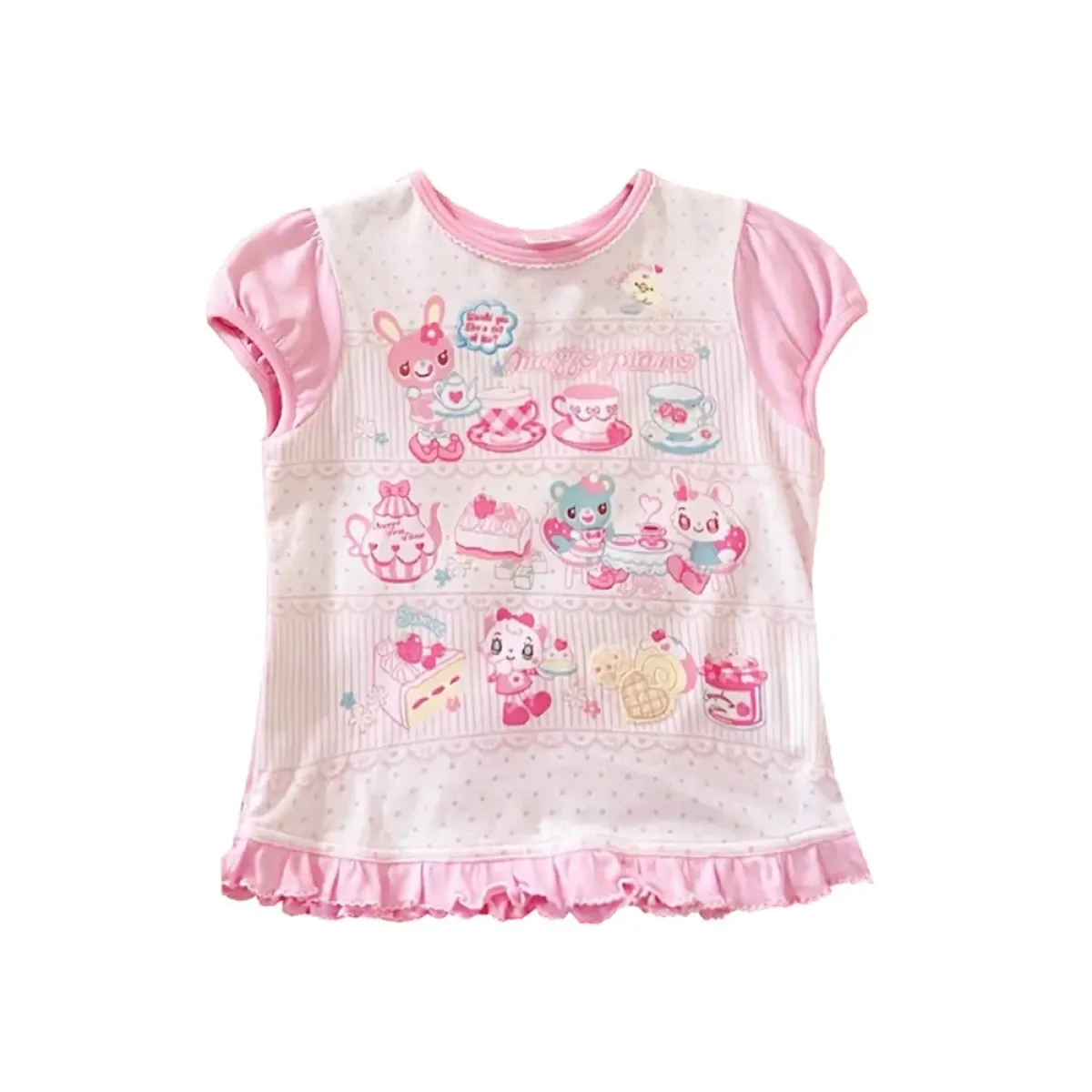 Cute Japanese Print T-Shirt – Colorful Kawaii Summer Top for Girls - Early Spring Collection - Short - Round - T-Shirt