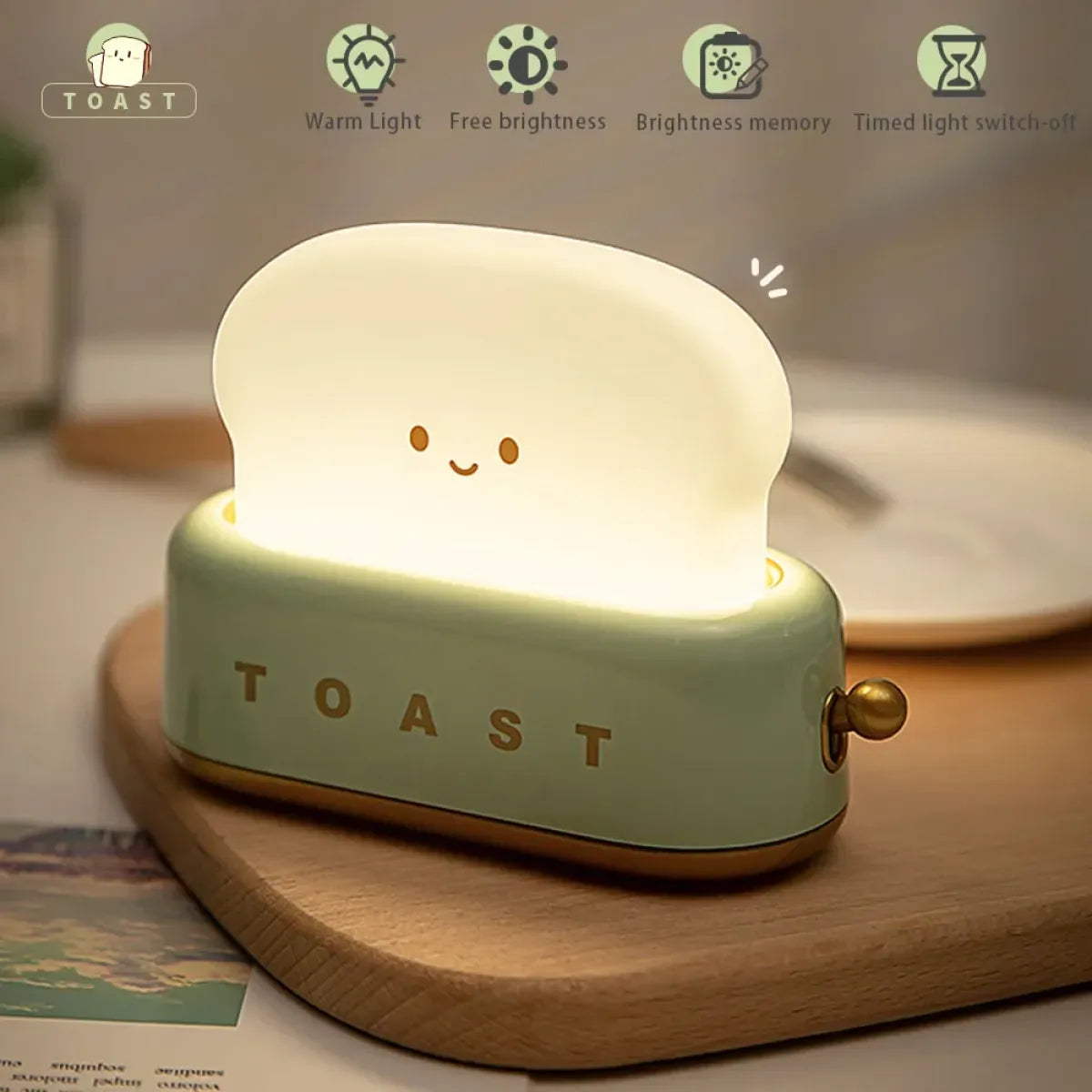 Toast LED Night Light – Kawaii Bread Lamp with Timer & Adjustable Brightness - Best Sellers - Lighting - 1