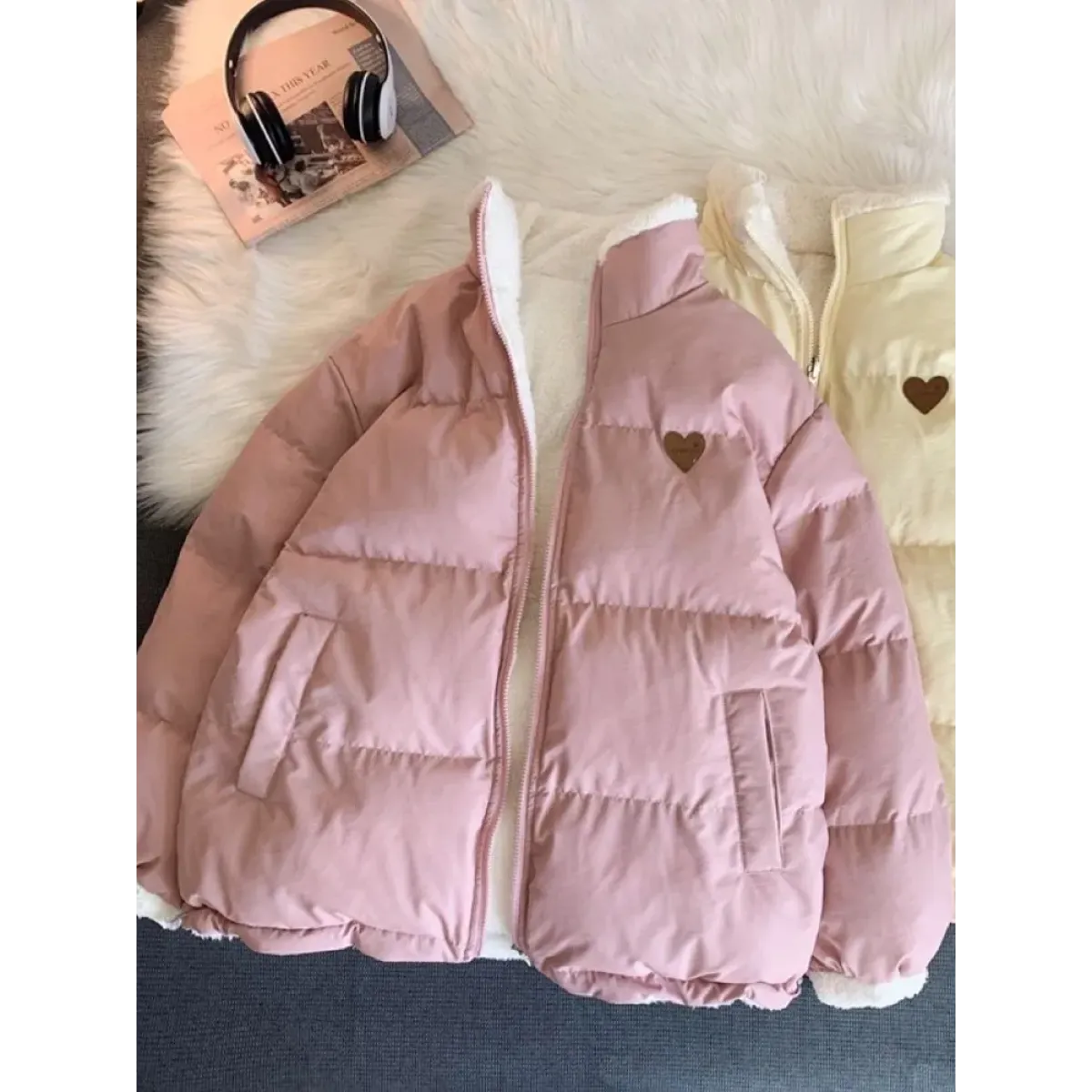 Kawaii Double Sided Love Bear Winter Puffer Jacket - Best Sellers - 1