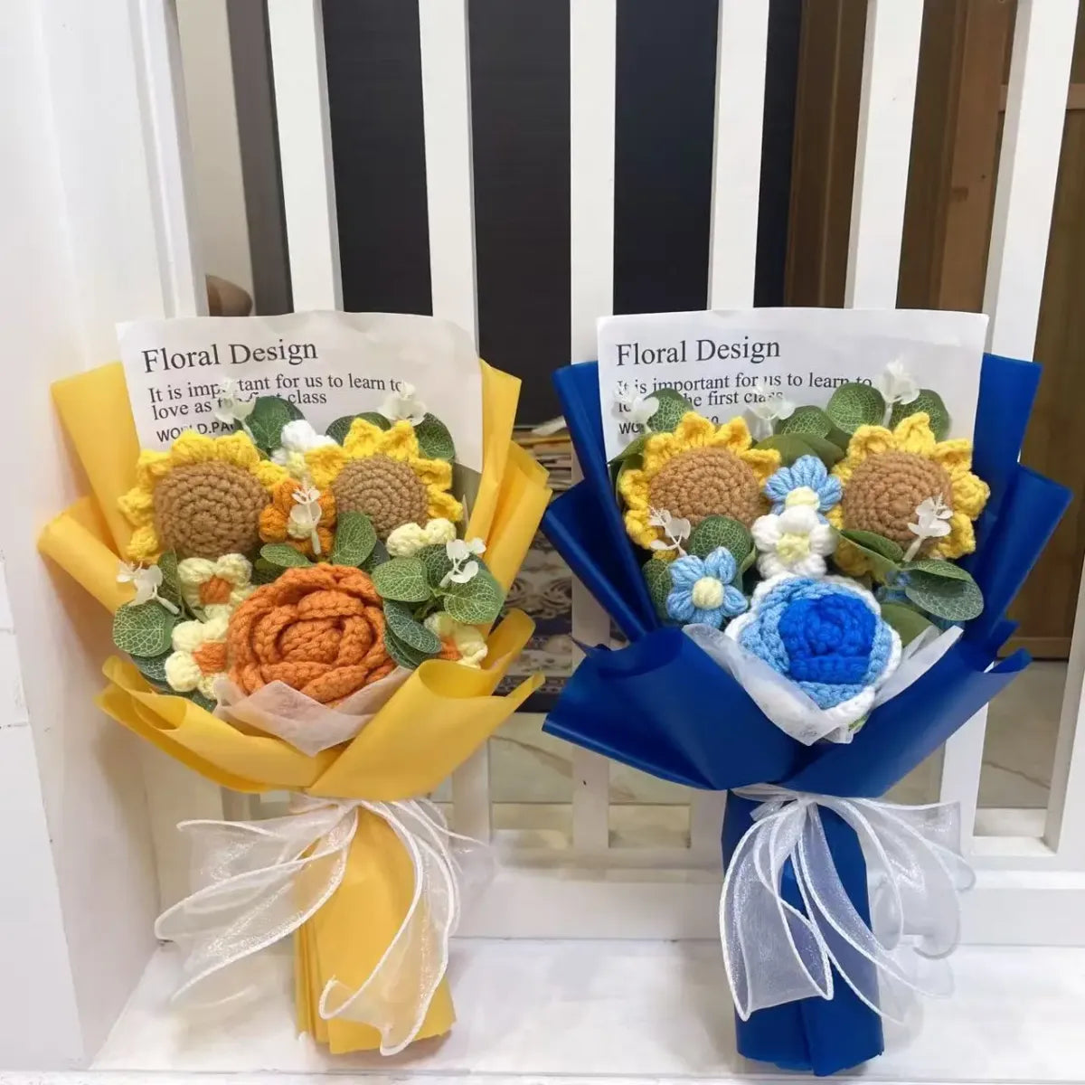 Kawaii Knitted Sunflower & Rose Bouquet – Crochet Gift for Birthday or Graduation - Best Sellers - Plushie - 1