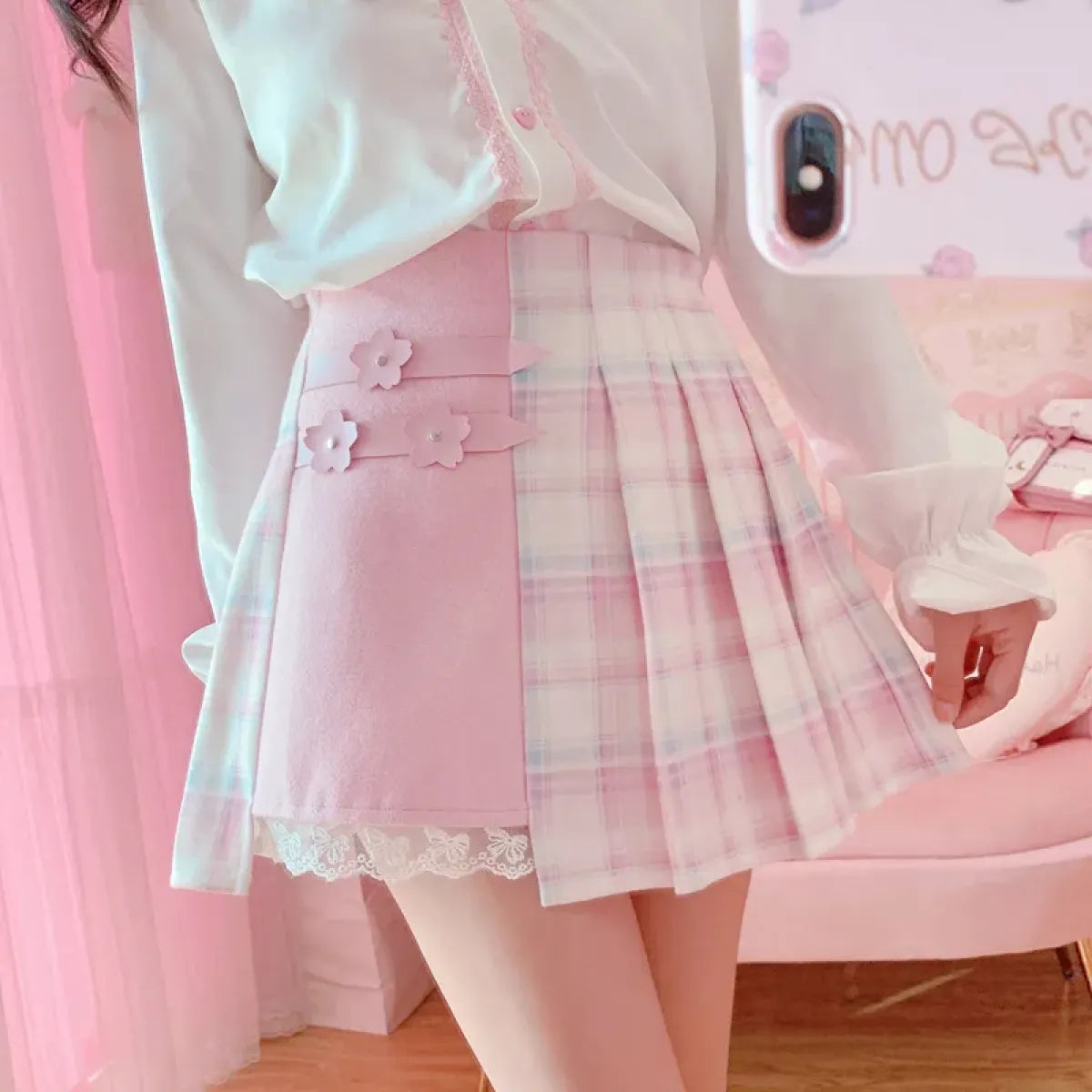 Kawaii Winter Wonderland: High-Waist Plaid Mini Skirt - Best Sellers - 1