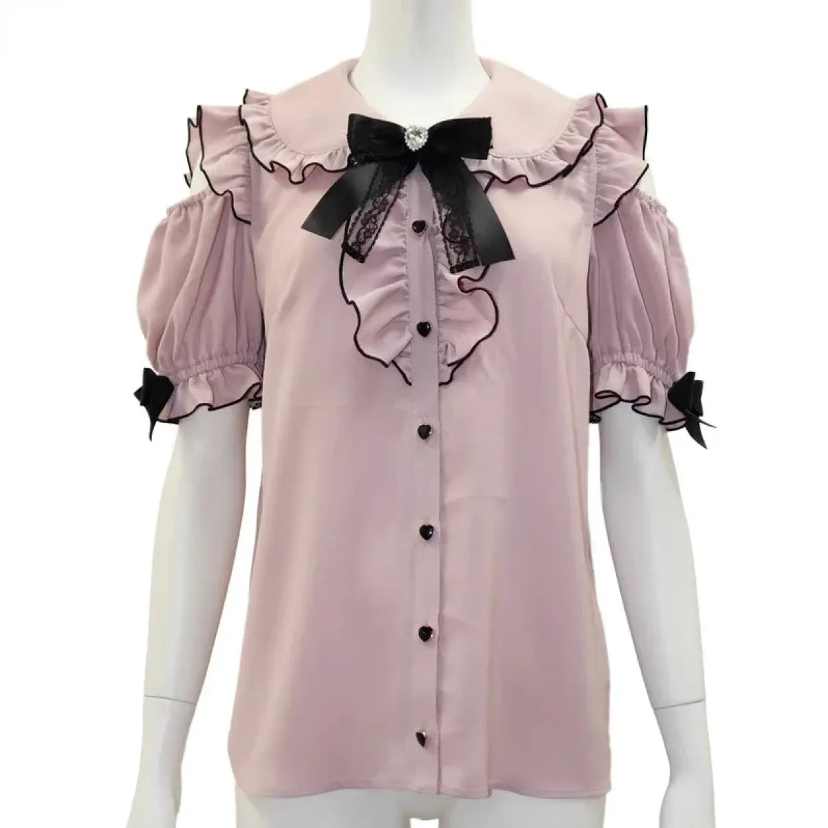 Sweet Lolita Ruffled Blouse - Bow Top Kawaii Y2K Aesthetic - Early Spring Collection - Short - Shirt - Blouses - 1