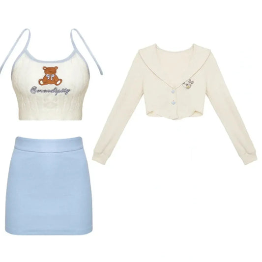 Harajuku Knit Crop Top Set - Best Sellers - Sets - 8
