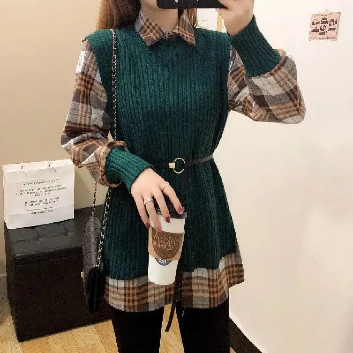Knit Fusion Lapel Blouse - Best Sellers - Blouses - 3