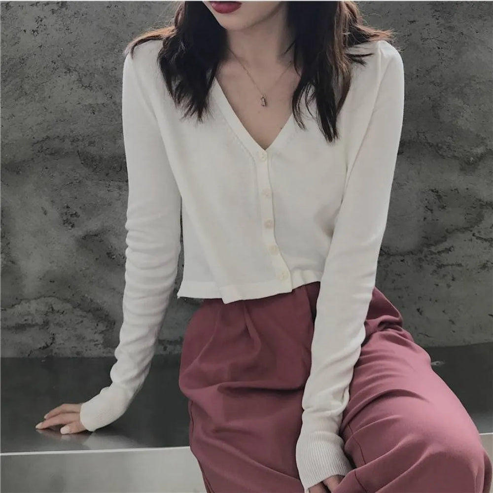 Women’s Knitted Cropped Cardigan - Best Sellers - 1