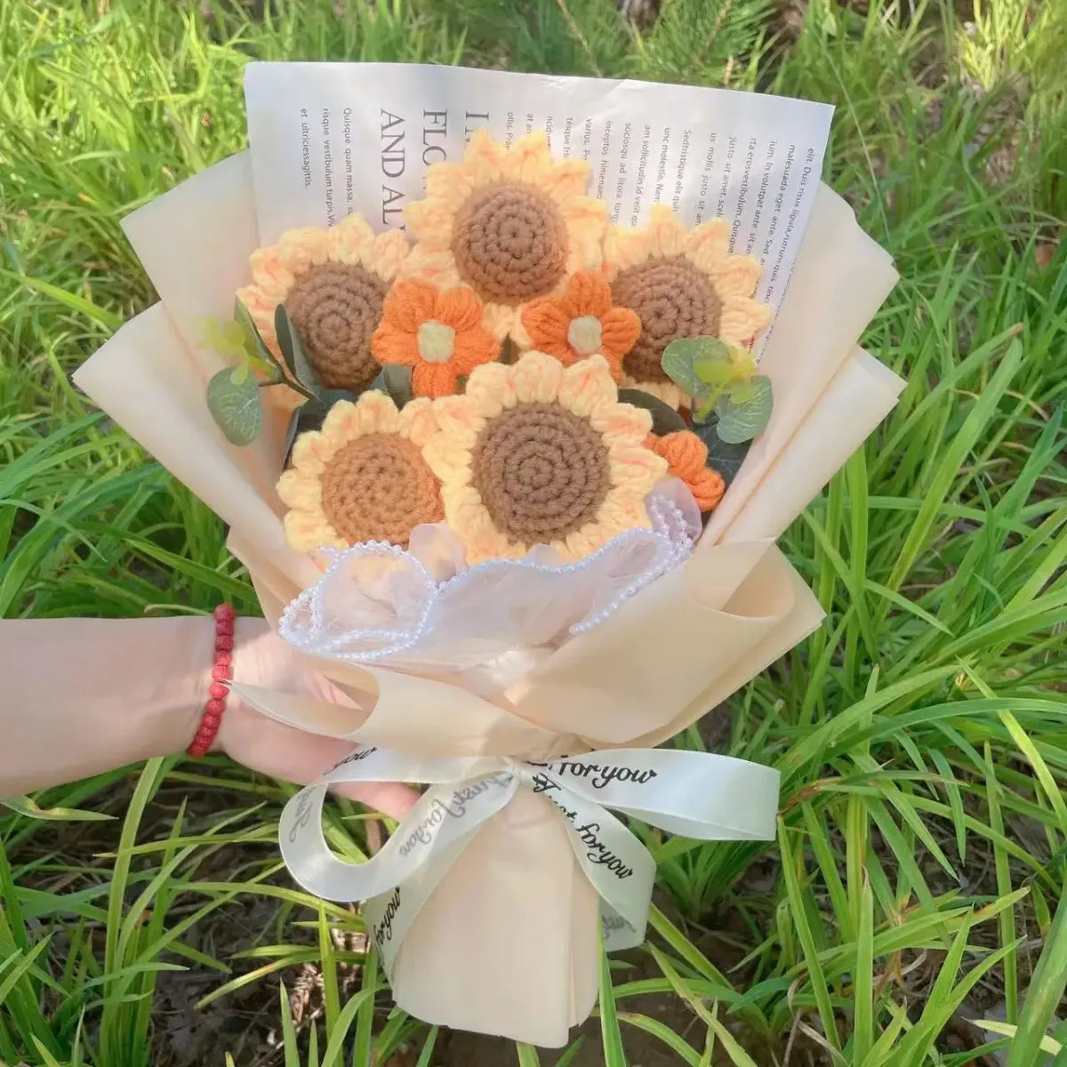 Knitted Sunflower Strawberry Bouquet - Best Sellers - Plushie - 5