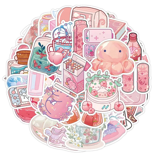 Korean INS Style Pink Cartoon Stickers - Cute DIY Graffiti Decals - Best Sellers - 1