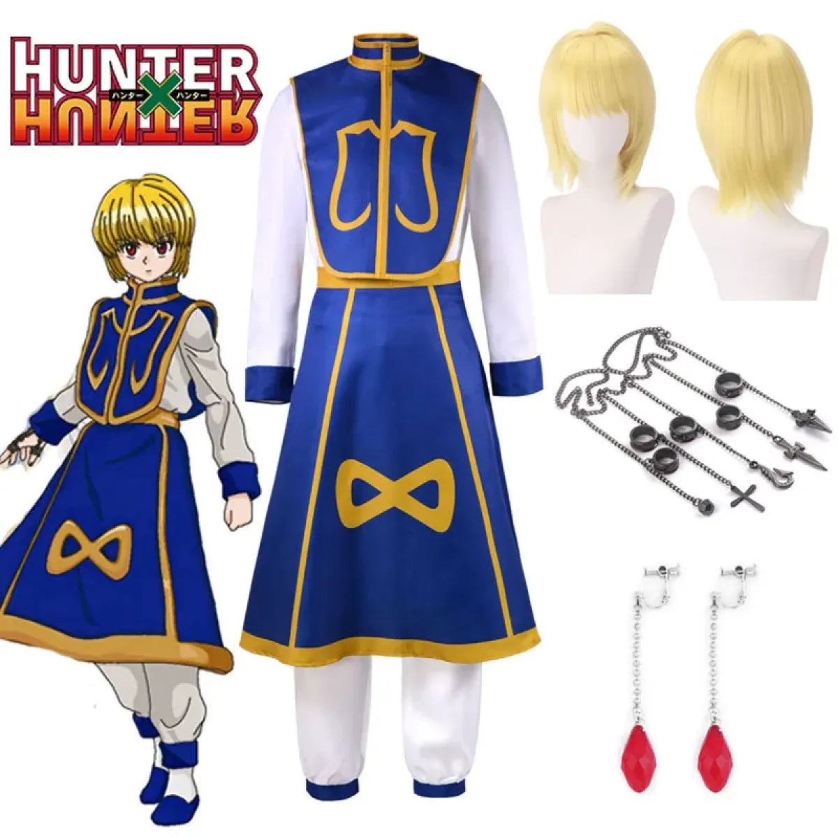 Kurapika Cosplay Costume – Hunter x Hunter Outfit with Wig & Chains - Anime - Cosplay - 1