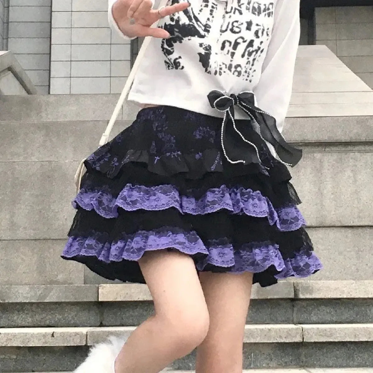 Lace Layered Skirt – Harajuku Punk Lolita Mini - Best Sellers - Short - Round - Skirts - 1