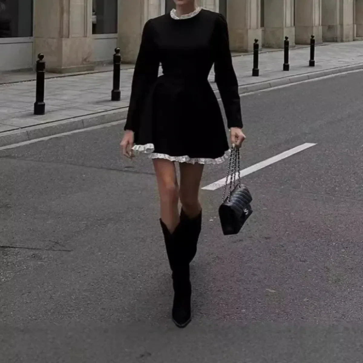 Victorian Lace Trim Mini Dress - All Dresses - Dresses - 1
