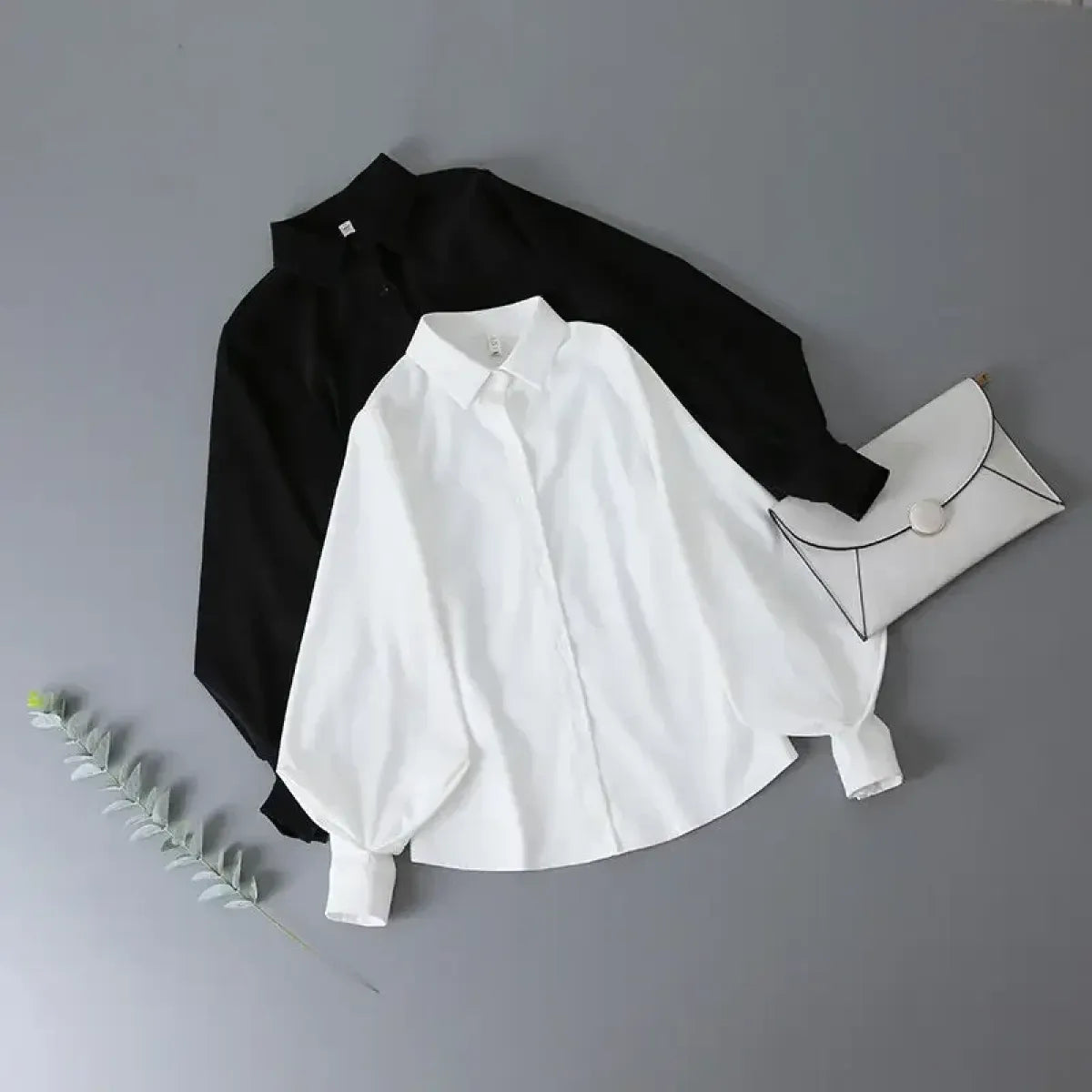 Lantern Sleeve Blouse – Elegant Vintage Button-Up Shirt - Best Sellers - Long - Shirt - Blouses - 1