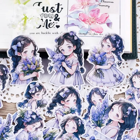 22Pcs Lavender Girl Waterproof Stationery Stickers - Best Sellers - 1