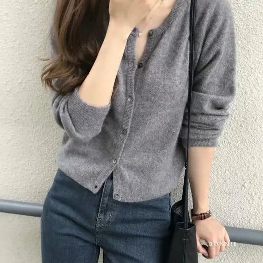 Lavender Knit Button-Up O-Neck Cardigan - Best Sellers - Cardigan - 10