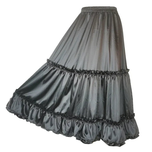 Lavender Satin Tiered Lolita Skirt – Ruffled Elegant Goth - Best Sellers - Skirts - 7