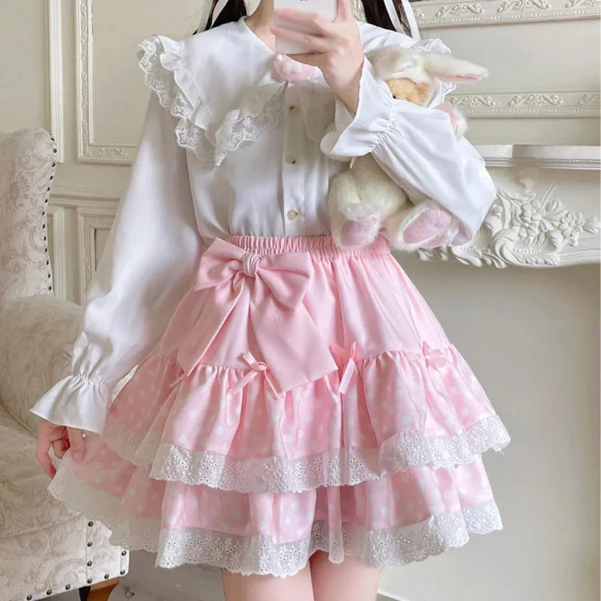Layered Ruffle Skirt – Kawaii Sweet Lolita Bow Lace - Best Sellers - Skirts - 1