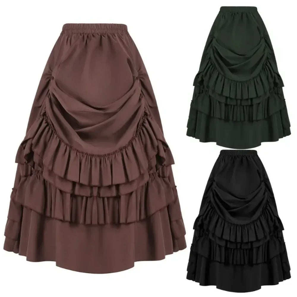 Layered Steampunk Skirt – Victorian Ruffles Cosplay Gothic - Best Sellers - Skirts - 1