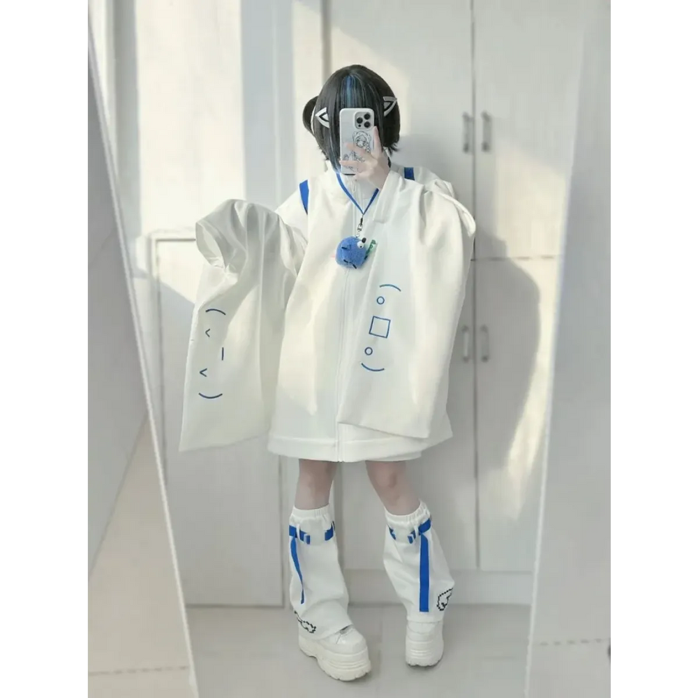 Harajuku Oversized Face Cardigan & Leg Warmer Set - Best Sellers - Sets / Co-ords - 1