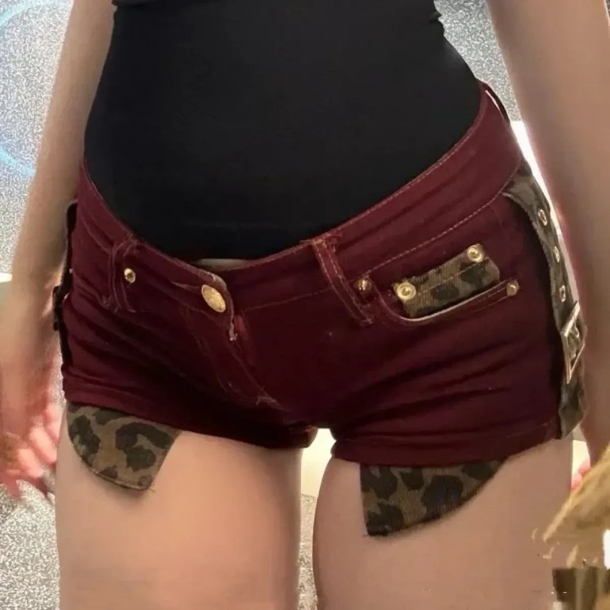 Low Rise Y2K Shorts – Leopard Patchwork E-Girl Style - Best Sellers - Shorts - 1