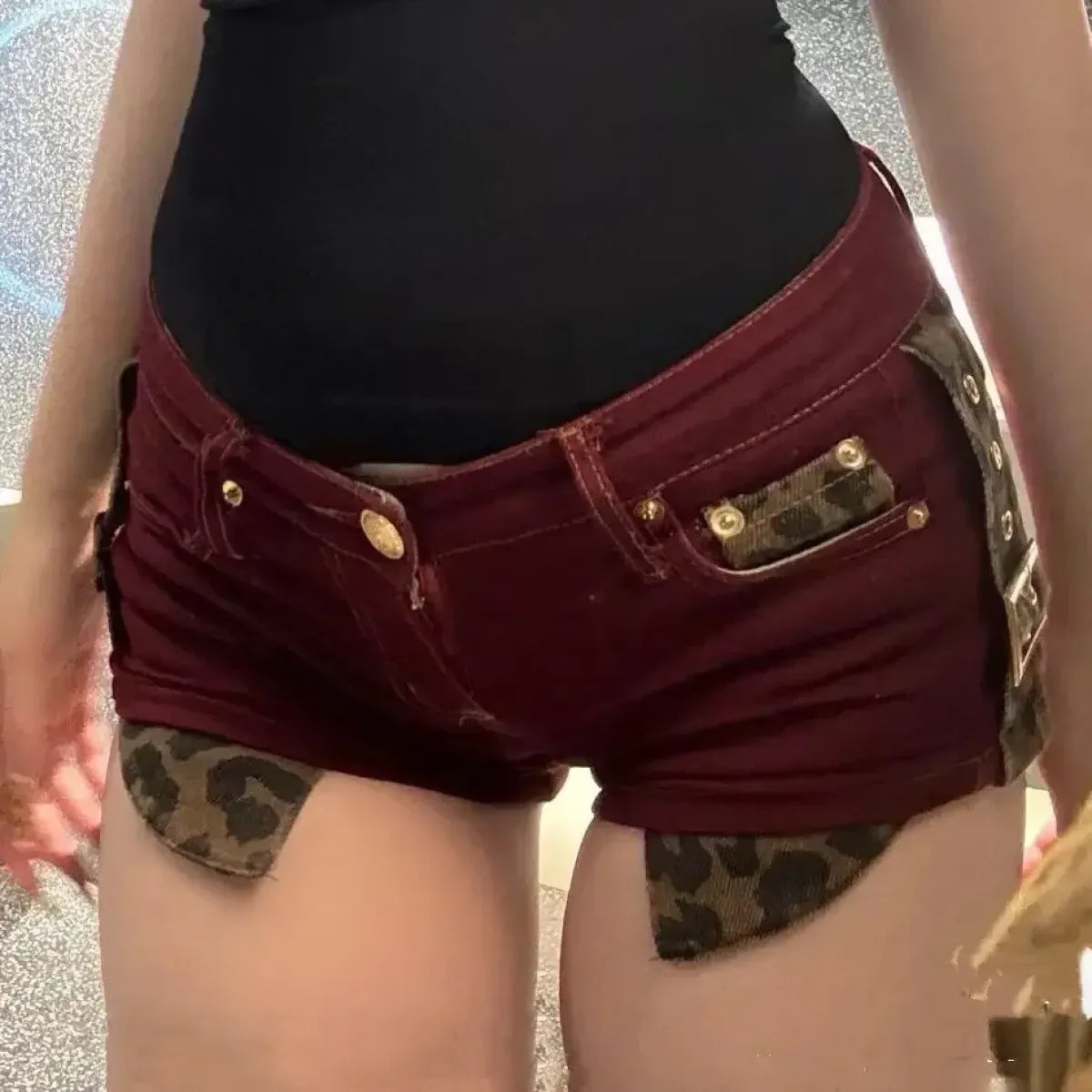 Low Rise Y2K Shorts – Leopard Patchwork E-Girl Style - Best Sellers - Shorts - 6