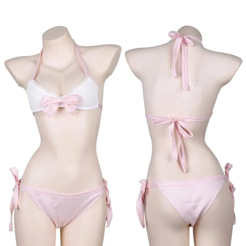 Lolita Pink Gingham Bikini Lingerie Set - Best Sellers - Sexy Lingerie - 1